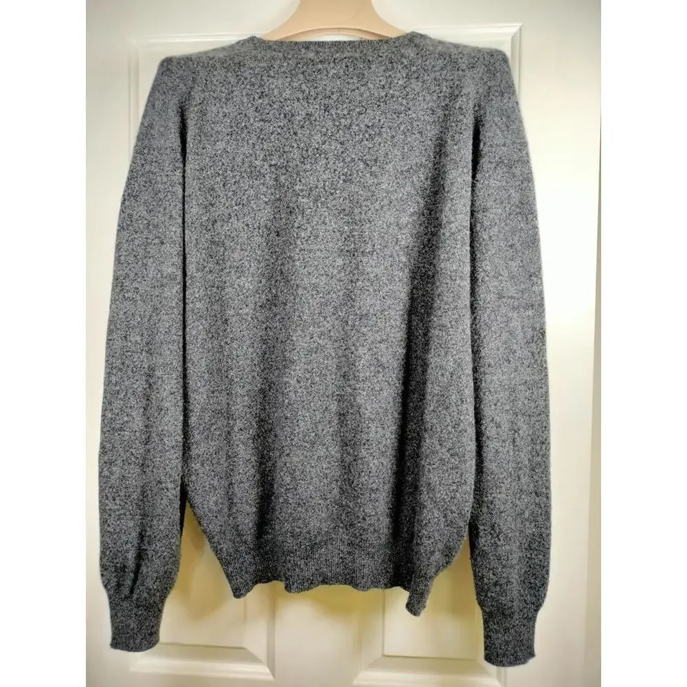 Lux Cashmere Men’s V-Neck Sweater Large 100%‎ Pure Cashmere Charcoal Gray Soft
